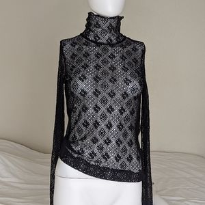 Free People black lace turtleneck top